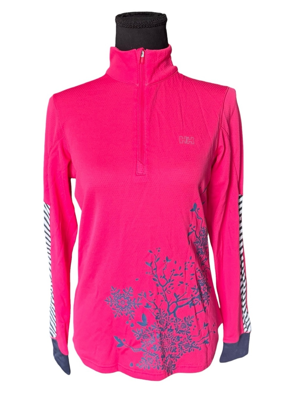Helly Hansen 1/4 Zip Base Layer Pullover Pink Snowflake Ski Running Top Med M679